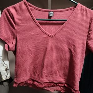 Blush color v-neck crop top